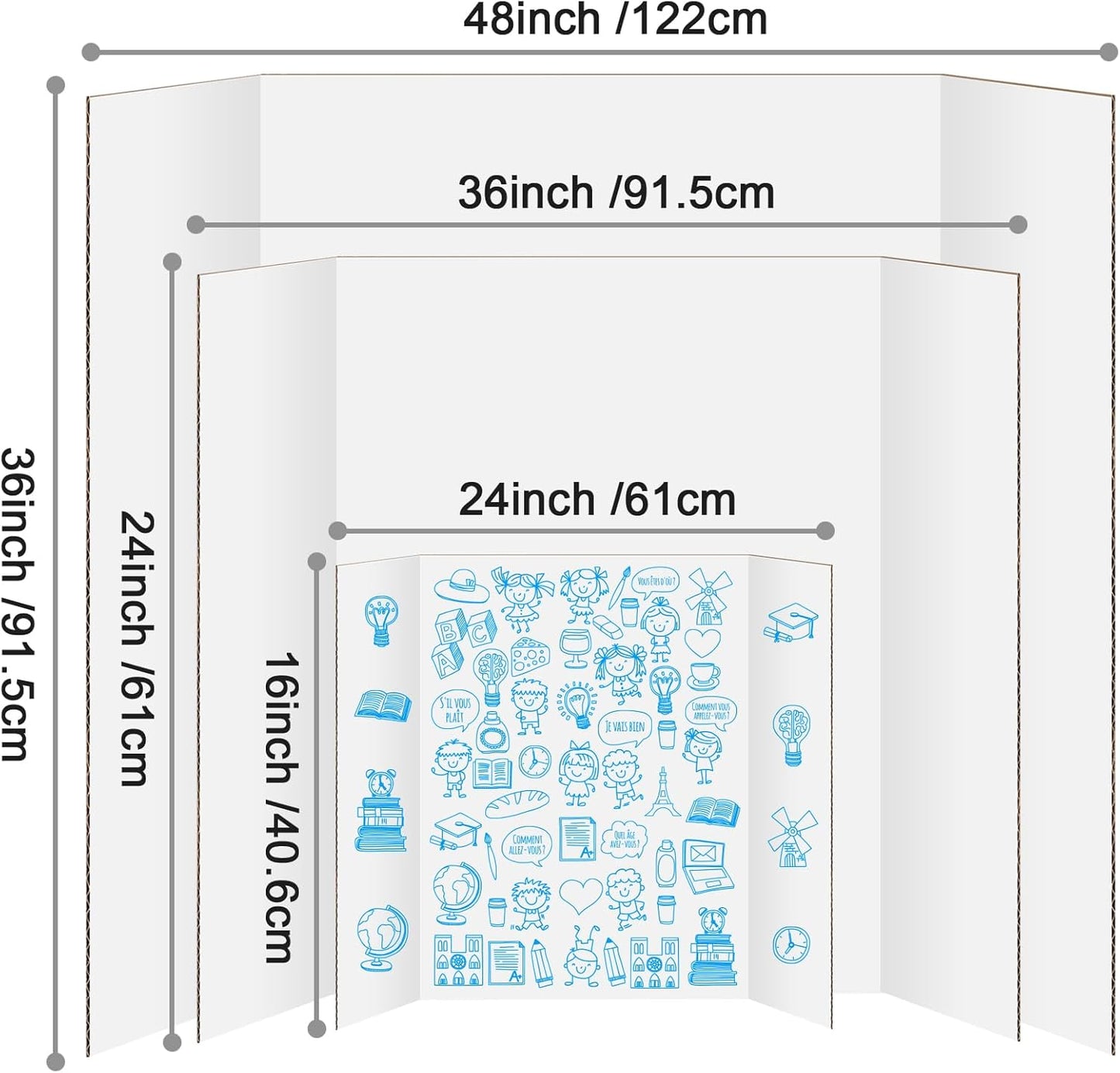4 Pack Trifold Poster Board 48" X 36", IKAYAS Single sided White Poster Boards, Science Fair Display Boards Posterboard Foamboard for Mounting, Prints,Art,Display,Projects Classroom Supplies