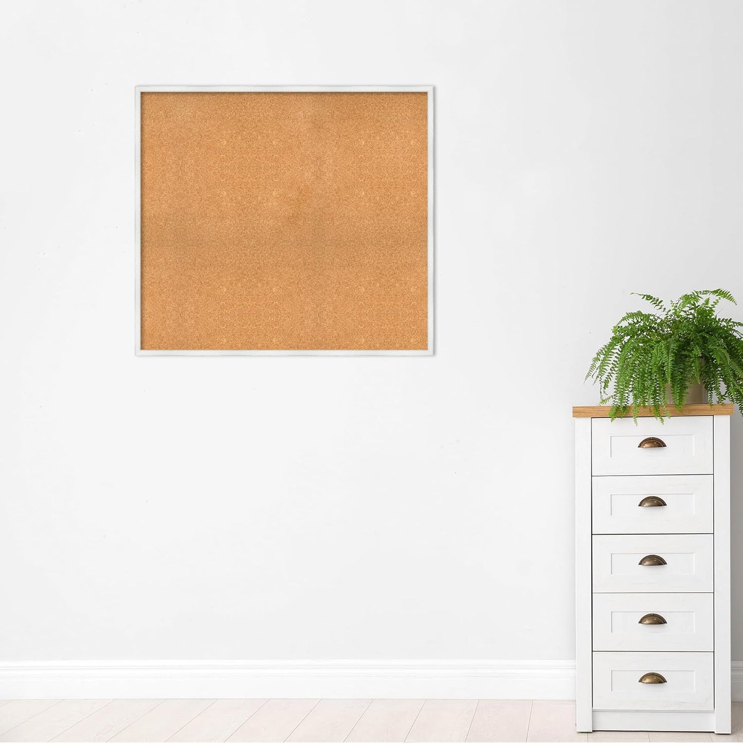 Amanti Art Natural Cork Board for Wall, 37x41 Vision Board with White Frame, Oversize Corkboard Office Decor for Home Organization, Country Rustic Corkboard Pinboard to Display Items for Home