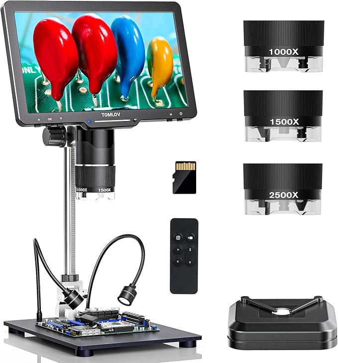 TOMLOV TriL110 3-Lens Digital Microscope: 10.1" 2500X 2K HD Coin Microscope by TOMLOV-MoreThanAMicroscope