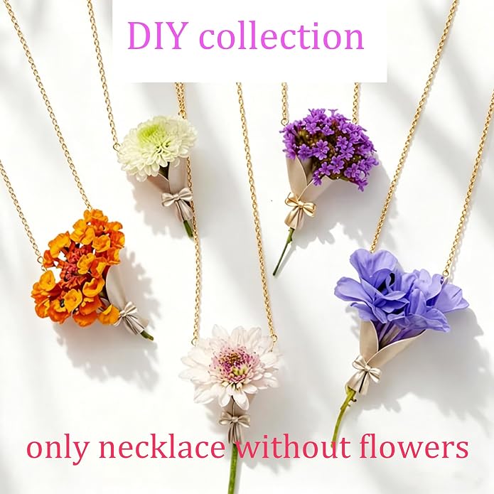 MODRSA DIY Bouquet Gold Necklace Wearable Mini Vase Jewelry Collection Chain - Image 6