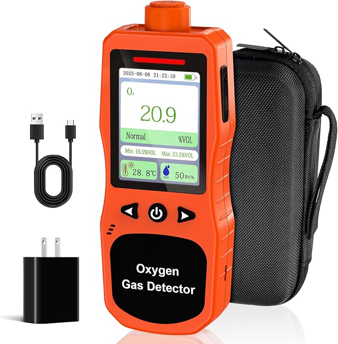 Portable Oxygen Detector 0-30%, Rechargeable O2 Monitor by ZYKYCX