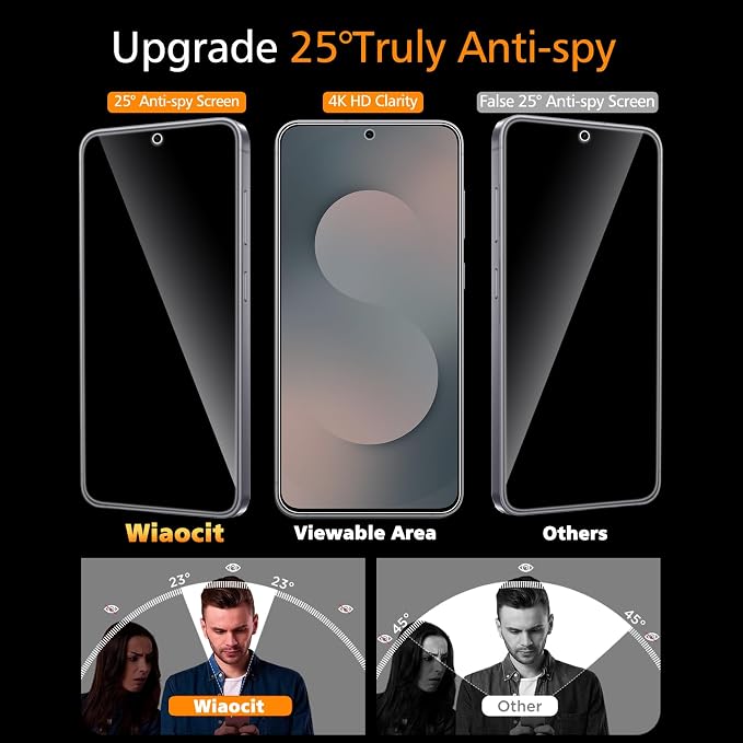 Wiaocit 3 Pack Tempered Glass Privacy Screen Protector - Image 2