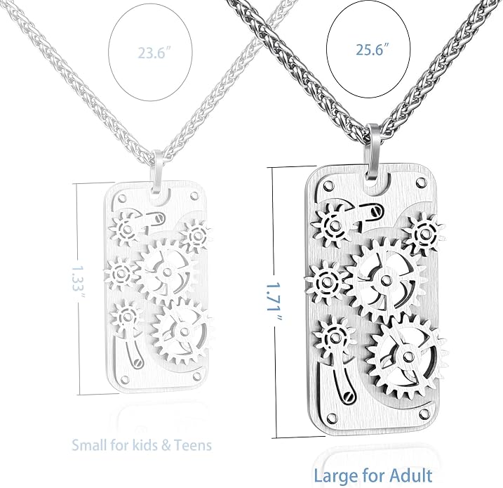 Stainless Steel Mechanical Rotatable Gear Pendant Necklace - Image 5