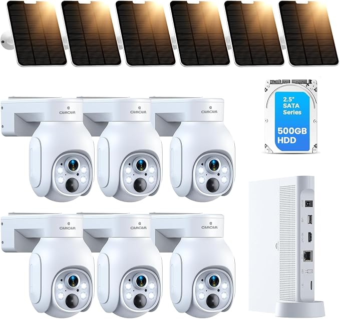 Camcamp Wireless Security Camera System, Solar Powered PTZ 6 Cam-kit Camera by CAMCAMPSECURITY