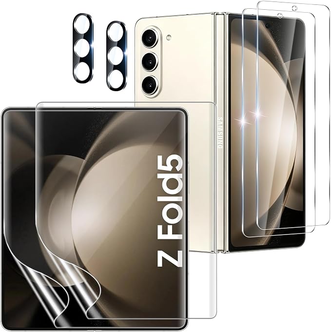6 Pack for Samsung Galaxy Z Fold 5 Screen Protector, 2 Pac Inside Soft Film + 2 by JavoYion