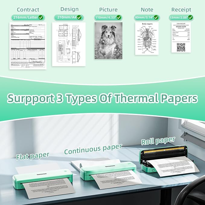 Phomemo M834 Portable Printer, Wireless Bluetooth Thermal Printer, Support - Image 4