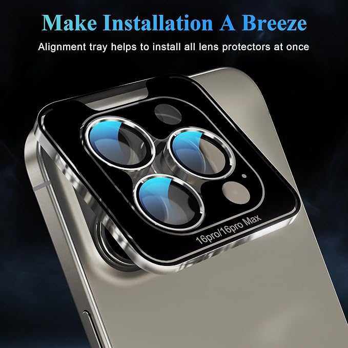 YWXTW Camera Lens Protector for iPhone 16 Pro/iPhone 16 Pro Max, Tempered Glass - Image 5