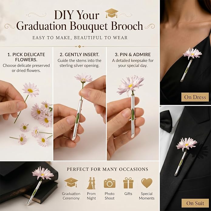 Flower Holder Brooch Pin for Women Flower Vase Brooch Back to School Teacher - Image 5