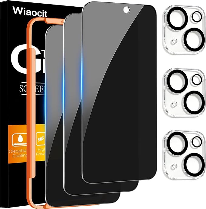 Wiaocit 3 Pack Tempered Glass Privacy Screen Protector by Wiaocit