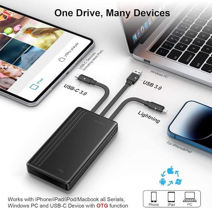 2TB External Hard Drive for iPhone & iPad, Windows Computer, USB C Android - Image 2