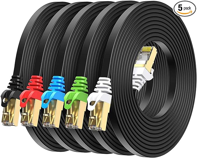 BUSOHE Cat8 Ethernet Cable 7FT 5 Pack Multi Color, Cat-8 Flat RJ45 Computer by BUSOHE