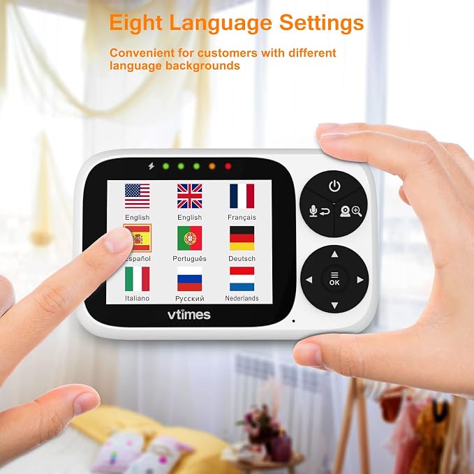 VTimes No WiFi Baby Camera Monitor, 3.2" IPS Display, Portable Video Monitor - Image 8