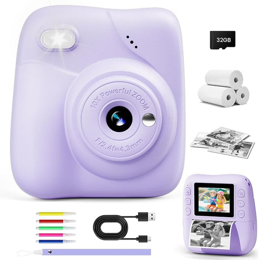 Kids Camera Instant Print, 1080P HD Kids Instant Camera by CAMCLID