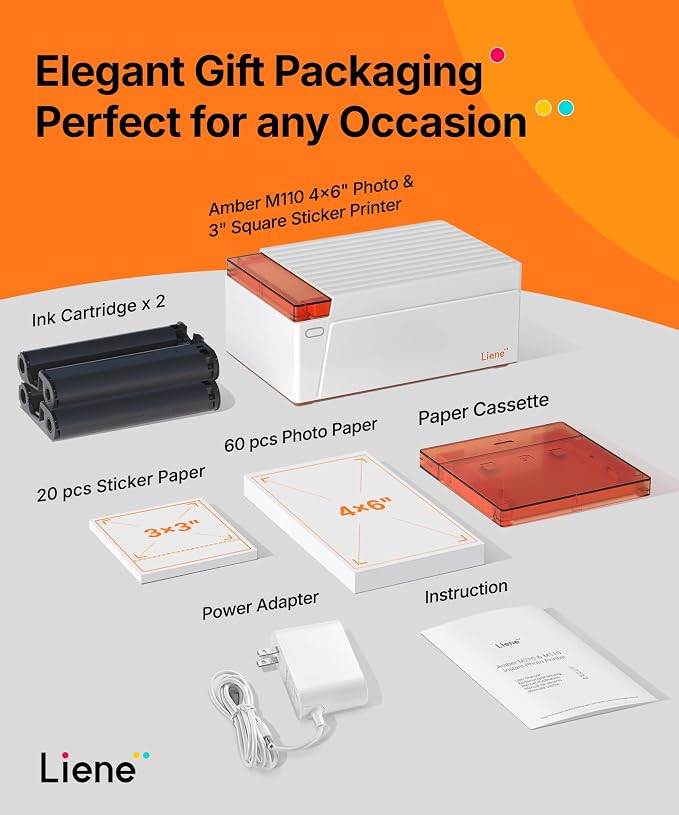 Liene Amber M110 Bluetooth Photo Printer 80 Sheets, Portable Photo Printer - Image 8