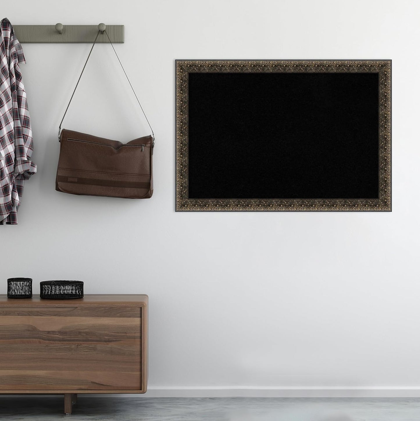 Amanti Art Black Cork Board for Wall, 29x41 Vision Board with Black Wood Frame, Large Corkboard Office Decor for Home Organization, Traditional Corkboard Pinboard to Display Items for Home