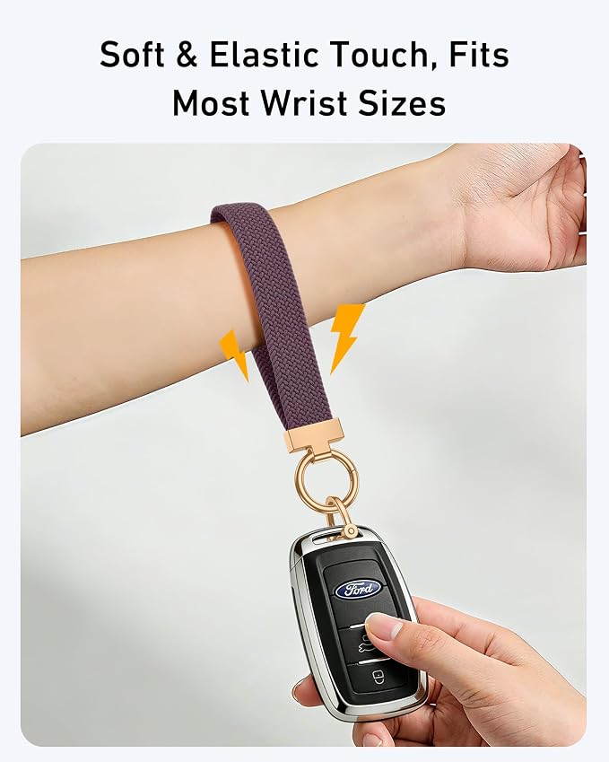 Stretchy Braided Wristlet D-Ring Detachable - Image 3