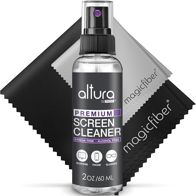 Screen Cleaner Spray & Wipe Kit Computer Screen Cleaner + 2 Microfiber Cleaning by AlturaPhoto
