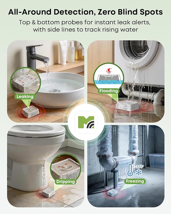 MOCREO LW1 Long Range Water Leak Detector, 105dB Adjustable Alarm, IP67 - Image 3