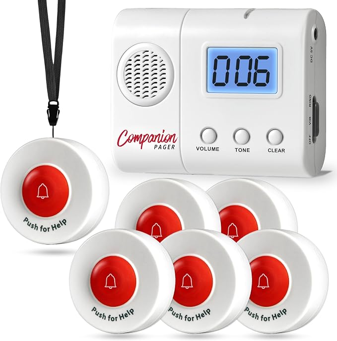 Caregiver Pager for Elderly Adults Nurse 6 Call Buttons for Elderly at Home by SYNLETT