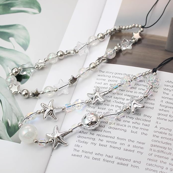 CMVFYL Beaded Camera Wrist Strap, Cute Phone Charms Strap, Pearl Bracelet Wrist - Image 2