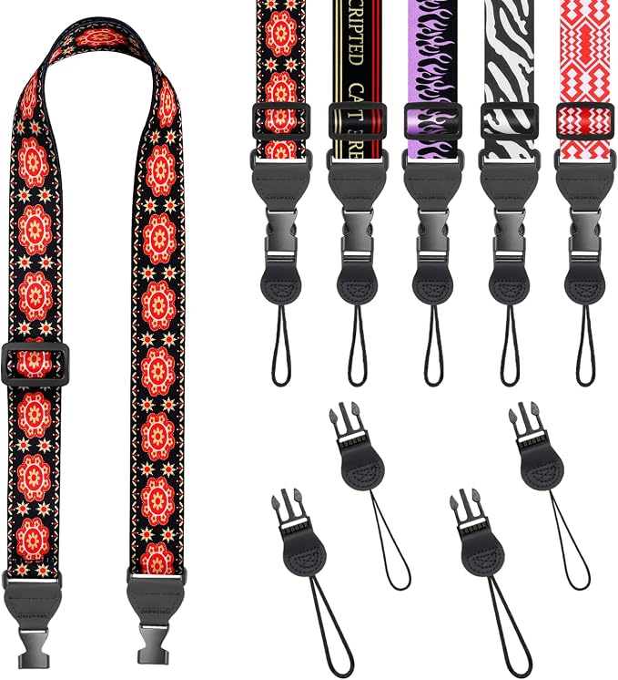 FIEIL Red Floral Shoulder Strap, Adjustable Camera Strap by FIEIL