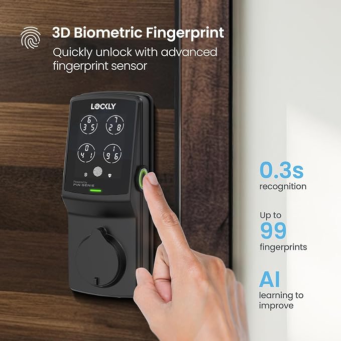 Lockly Secure Pro Smart Deadbolt Lock — Fingerprint Keyless Entry, PIN Genie® - Image 4