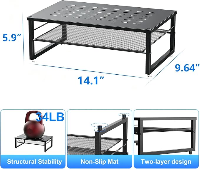 gianotter Desk Organizers and Accessories, 2-Tier Metal Monitor Stand Riser - Image 5