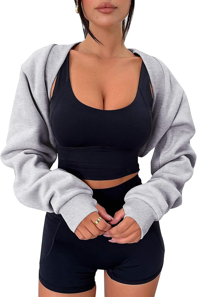 Zwurew Women's Bolero Shrug Long Sleeve Cropped Sweatshirt by Zwurew
