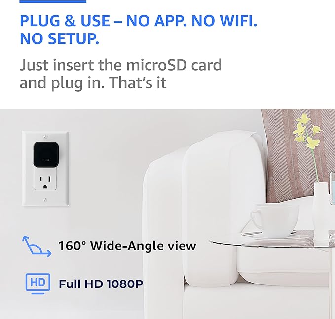 ALPHA TECH Indoor Camera with 160° Wide Angle, Plug in Offline Camera, No WiFi - Image 3