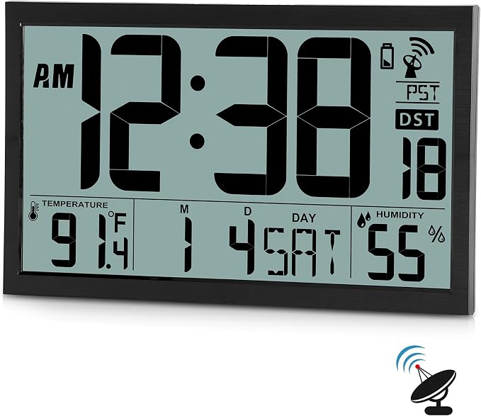 SZELAM Atomic Clock, 16.7" Large Display Digital Wall Clock Battery Operated by Unknown