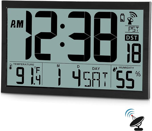 SZELAM Atomic Clock, 16.7" Large Display Digital Wall Clock Battery Operated by Unknown