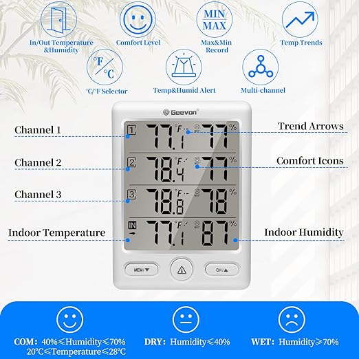 Geevon Indoor Outdoor Thermometer Wireless - Image 2