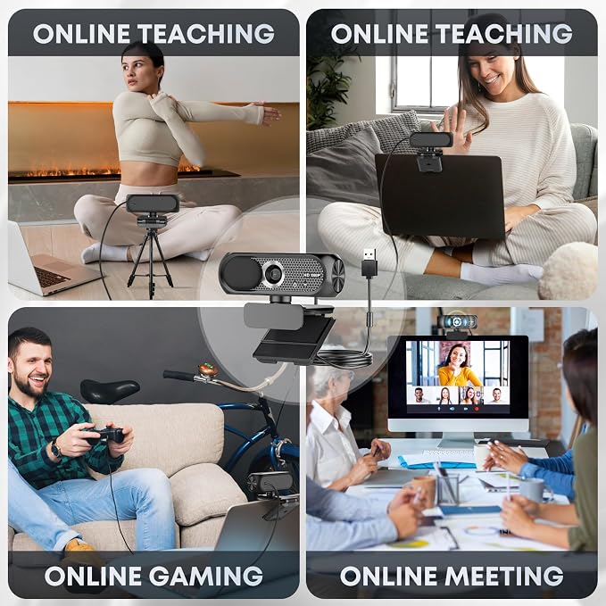 1080P HD Webcam with Microphone, Noise Cancellation, Privacy Cover, Wide-Angle - Image 7