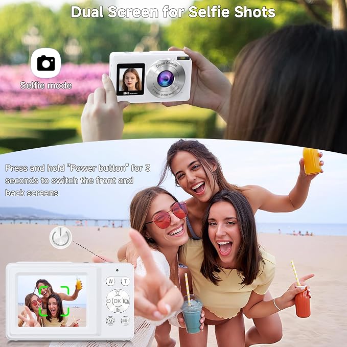 Digital Camera, 56MP 2.7K Dual-Screen Selfie Camera - Image 3