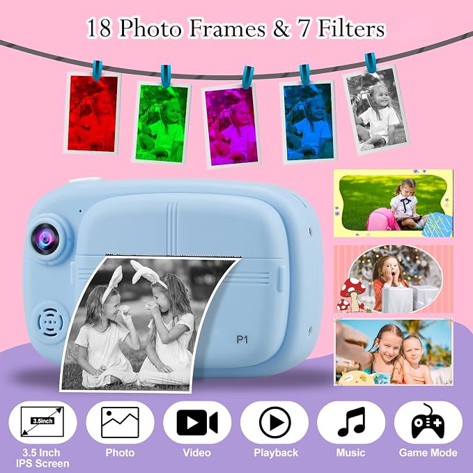 Kids Instant Camera, Mijiaowatch 12MP/1080P Kids Digital Print Camera - Image 2