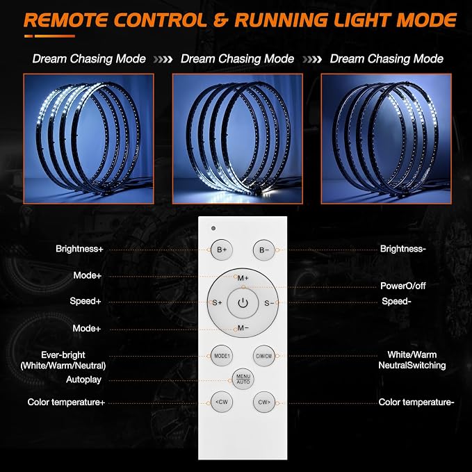 Nilight 4PCS 15.5inch Double Row LED Wheel Ring Lights Pure White - Image 3