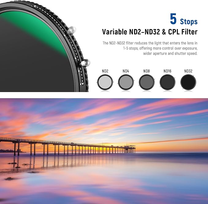 NEEWER 2 in 1 49mm Variable ND Filter ND2–ND32&CPL Filter No X Cross/30 Layer - Image 5