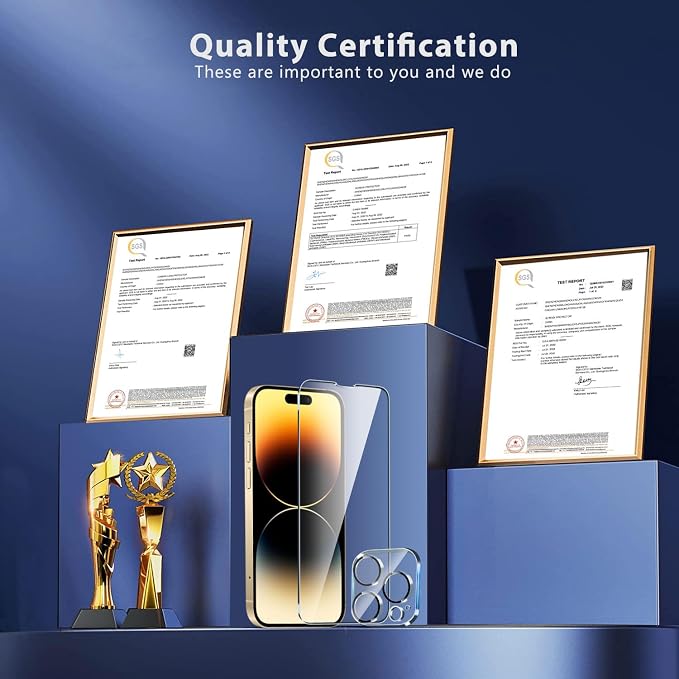 QHOHQ 3 Pack Screen Protector for iPhone 14 Pro 6.1 Inch - Image 4