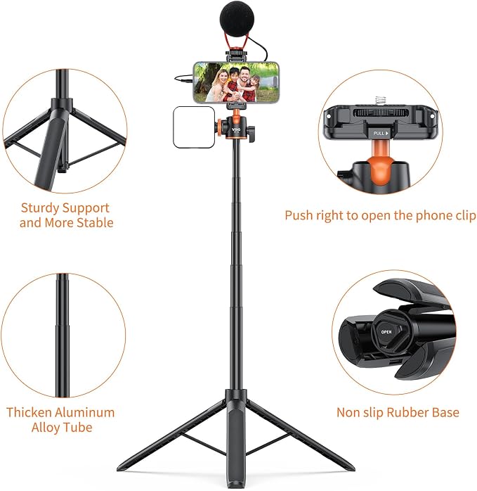 VRIG TP16 Camera Tripod, 5 Levels Adjustment 360° Ball Head Loads Up - Image 5