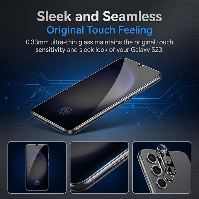 2 Pack for Galaxy S23 Privacy Screen Protector, 2 Pack Camera Protector - Image 7