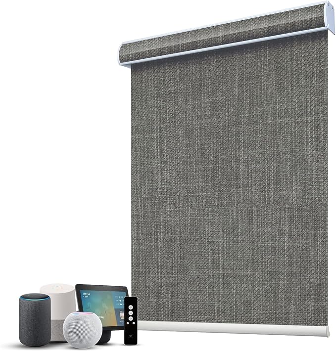 SmartWings Motorized 100% Blackout Shades Blinds, Custom Size, Cordless Window by SmartWings