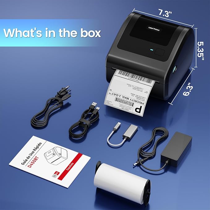 Bluetooth Shipping Label Printer 4x6, D450BT Thermal Label Printer - Image 9