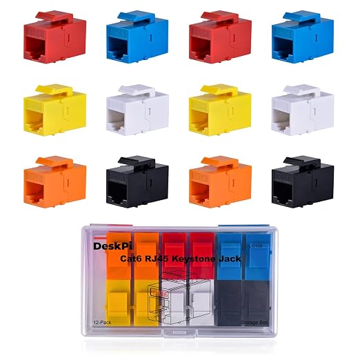 GeeekPi 12-Pack Cat6 RJ45 Keystone Jack Insert, Ethernet Keystone Jack by GeeekPi