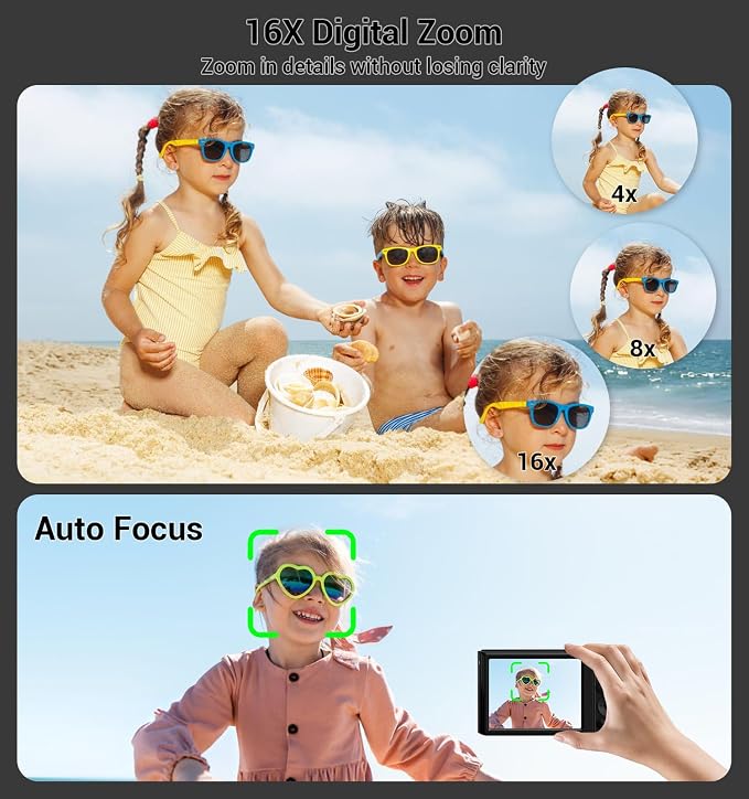 Digital Camera 4K, Autofocus Digital Compact Digital Camera, 16X Digital Zoom - Image 5