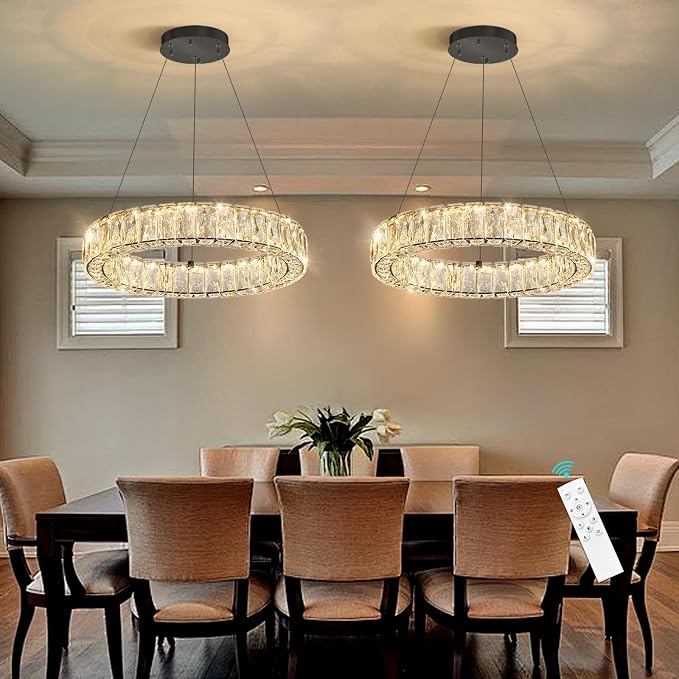 HAIXIANG Modern Crystal Chandelier Dimmable LED 16 Inch Ring Pendant Lights - Image 8
