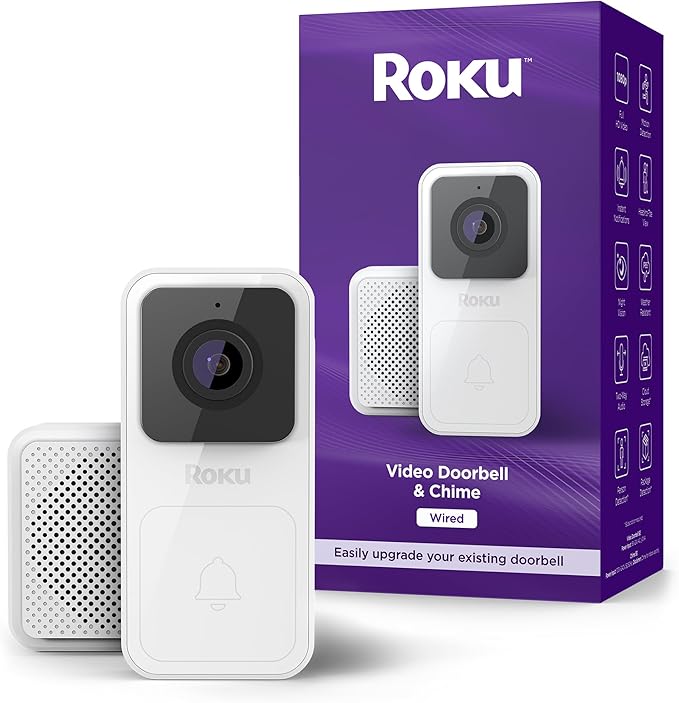Roku Smart Home Wired Video Doorbell & Chime by Amazon+Renewed