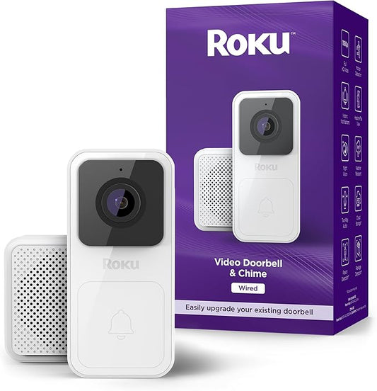 Roku Smart Home Wired Video Doorbell & Chime by Amazon+Renewed