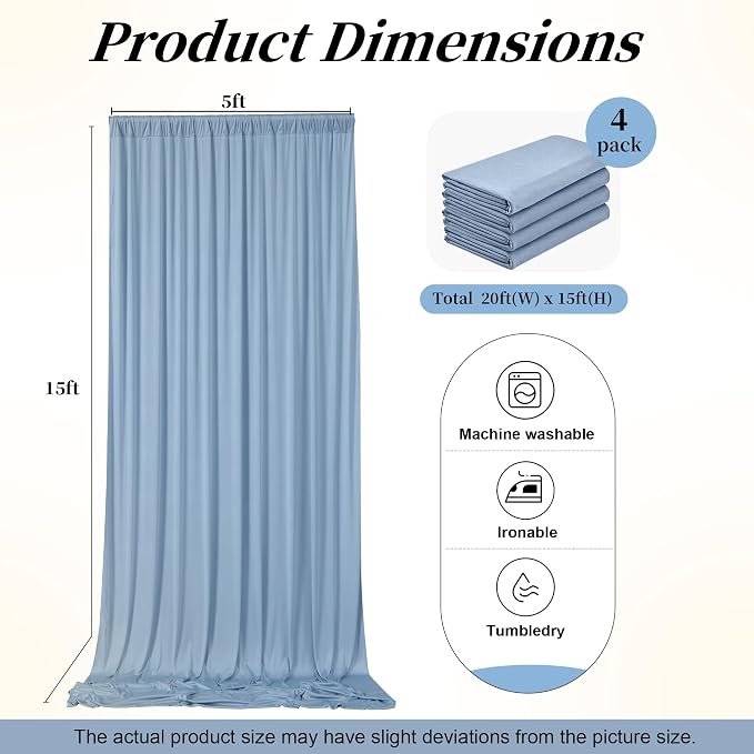 20ft x 15ft Dusty Blue Backdrop Curtains - Image 8