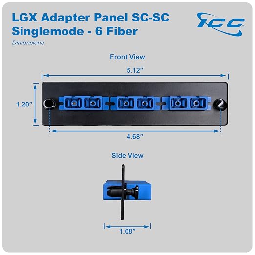 ICC SC-SC Fiber Optic Adapter Panel, LGX Compatible, 6 Fibers, Singlemode - Image 7