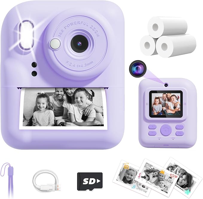 Kids Camera Instant Print, Upgrade Dual-Lens Selfie Digital Camera by JOYJAM